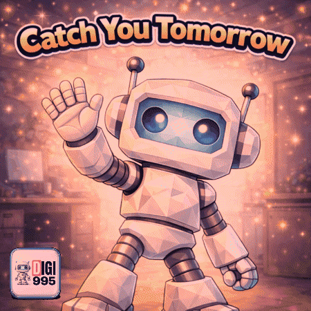 a picture of a robot with the words catch you tomorrow below it