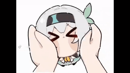 a cartoon of a person holding their head with their hands and making a face .