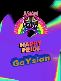 a purple background with asian pride happy pride and gaysian