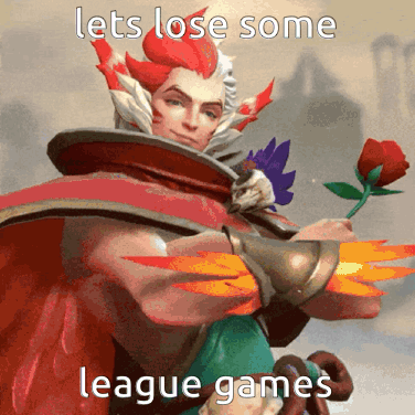Rakan holds a rose with the caption “lets lose some league games.”