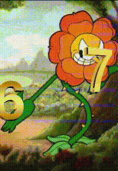 a cartoon flower with the number 7 on its head