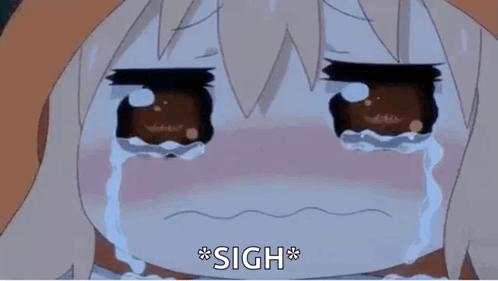 A pale-haired anime girl cries heavily with tears streaming down her face.