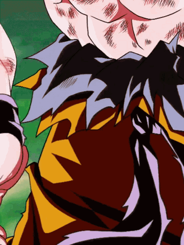 a close up of a cartoon character 's arm with a purple and yellow stripe