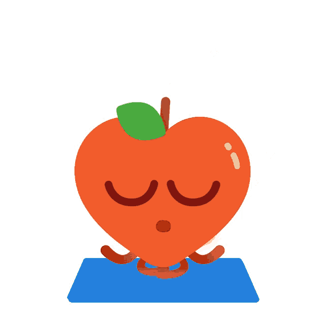 a cartoon illustration of an apple with a surprised face