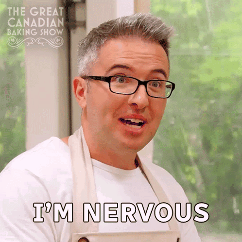 a man wearing glasses says i 'm nervous