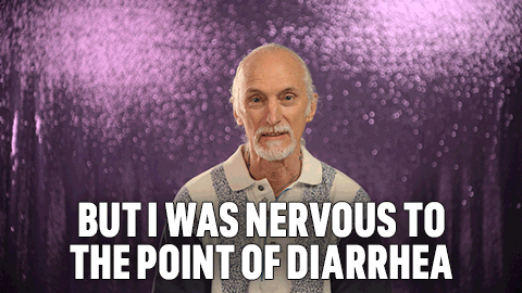an elderly man with a beard says " but i was nervous to the point of diarrhea "