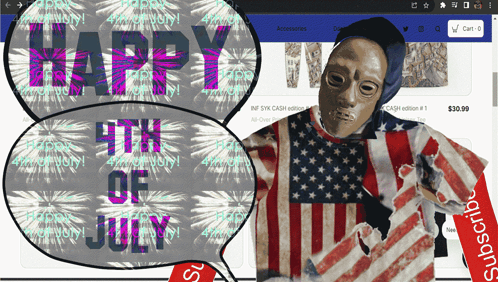 a computer screen shows a mask and the words happy 4th of july
