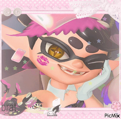 a picture of a cartoon character with the word brat on the bottom