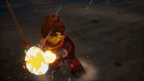 a lego character with a sword and shield
