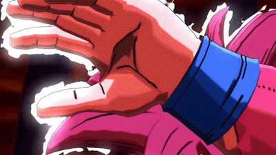 a close up of a cartoon character 's hand with a blue wristband