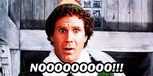 An elf recoils in alarm beneath the caption “NOOOOOOO!!!”