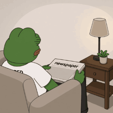 a frog is reading a newspaper while sitting on a couch