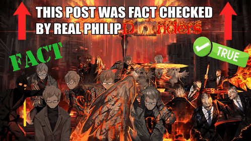 a poster that says ' this post was fact checked by real philip soldiers '