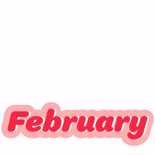 the word february is on a white background