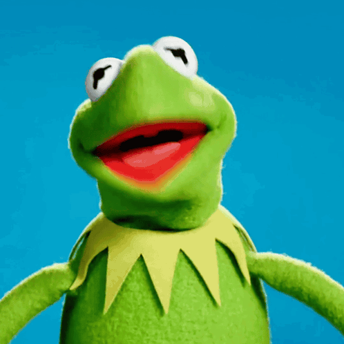 kermit the frog with his mouth open and a red tongue sticking out