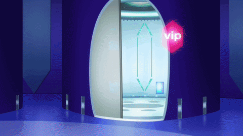 a cartoon drawing of an elevator with the word vip on it