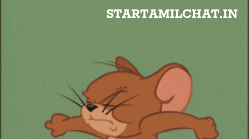 Jerry from Tom and Jerry lies angrily on a green surface.