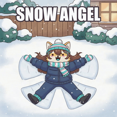 a cartoon of a person making a snow angel