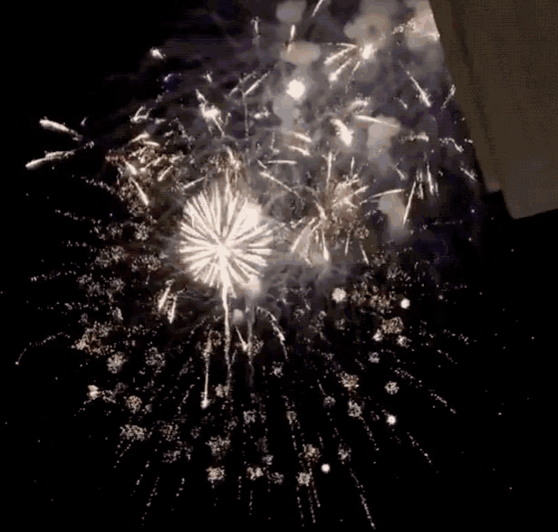 a fireworks display in the night sky with a white firework in the middle