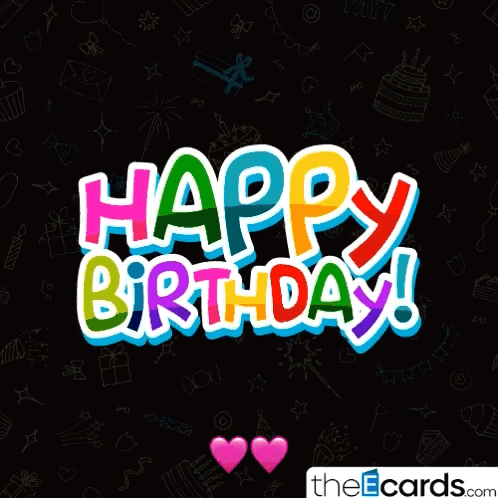 a happy birthday card with a black background
