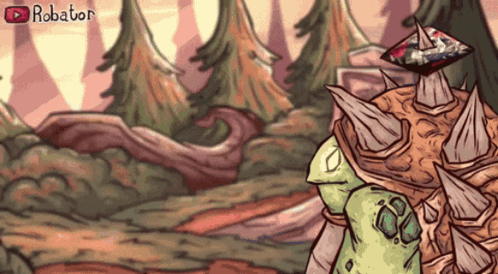 A cartoon armored character stands in a forest-like League of Legends scene.