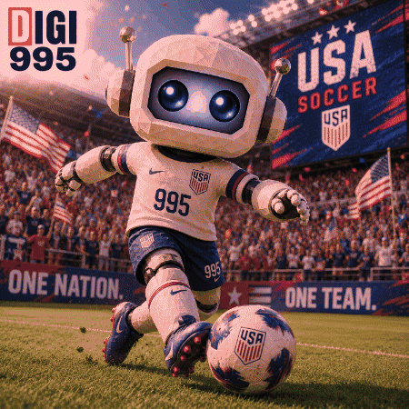 a mascot for the usa soccer team kicking a ball