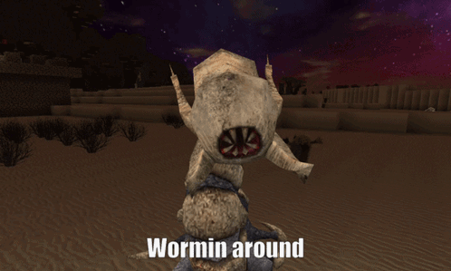a computer generated image of a monster with the words wormin around above it