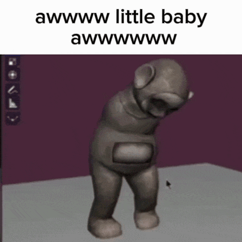 a 3d model of a teddy bear with the words awww little baby awwwwww