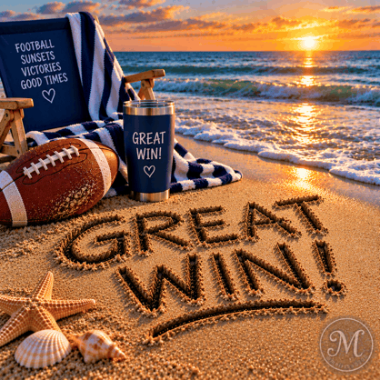 the word great is written in the sand on a beach