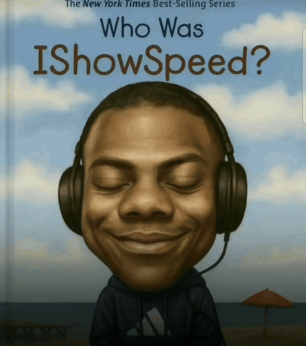 a book called who was ishowspeed with a caricature of a man wearing headphones