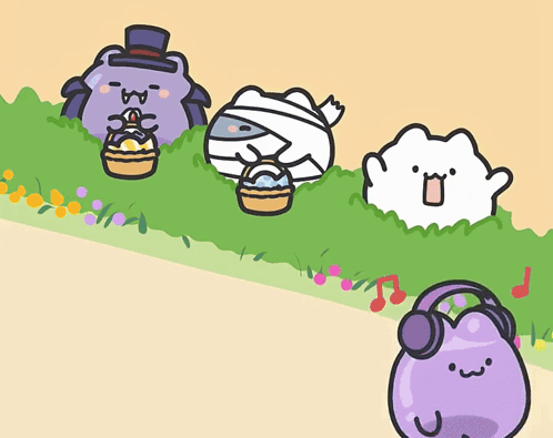a cartoon drawing of a mummy a bat and a cat
