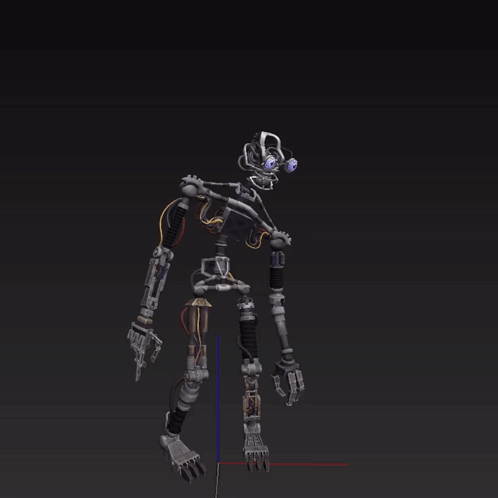 a 3d model of a robot with a red line showing the height