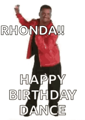 a man in a red jacket is dancing and saying happy birthday dance .