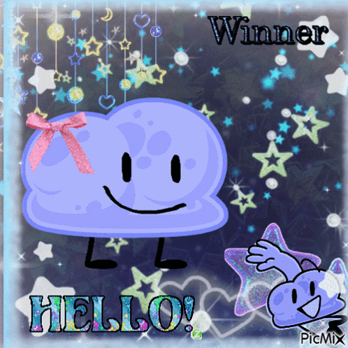 a picture of a cloud with the words hello winner