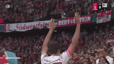 a soccer player wearing a number 25 jersey stands in front of a crowd