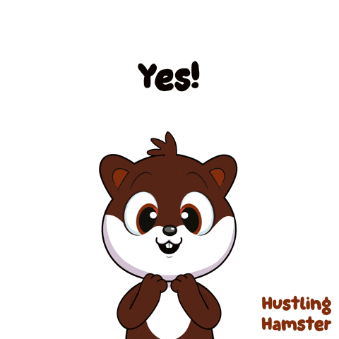 a cartoon of a hamster saying yes