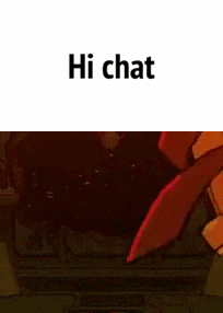 a picture of a cartoon character with the words `` hi chat '' written on the bottom .