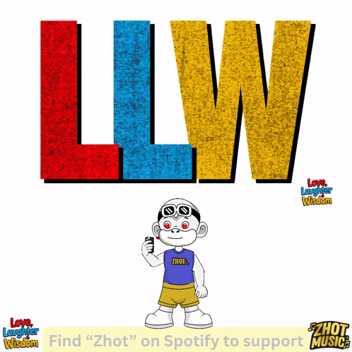 a cartoon of a girl holding a cell phone in front of the word lw