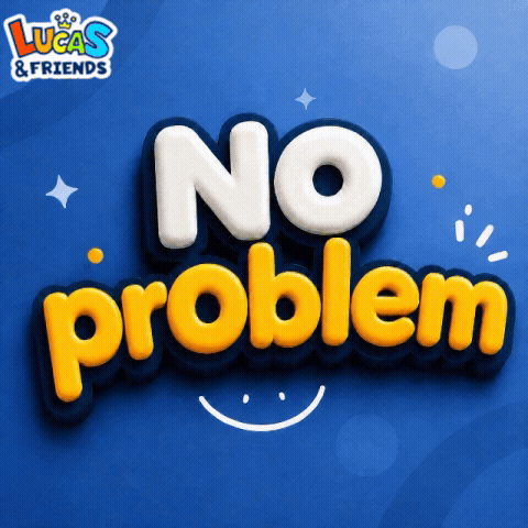 A blue graphic displays “No problem” in large rounded letters.