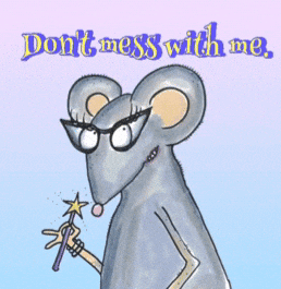 a cartoon mouse is holding a wand with the words " do n't mess with me " written above it