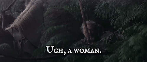 a woman is laying in the woods with a horse and the words ugh a woman