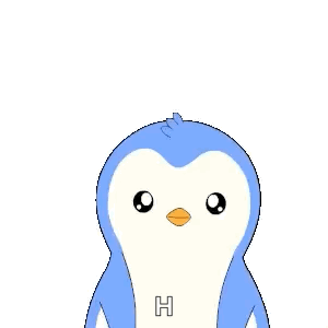 a blue penguin is covering its eyes with its hands and the word oops is above it