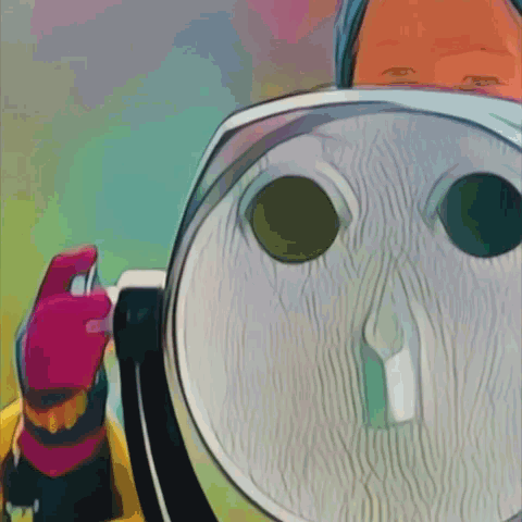 a cartoon drawing of a person with a mask on