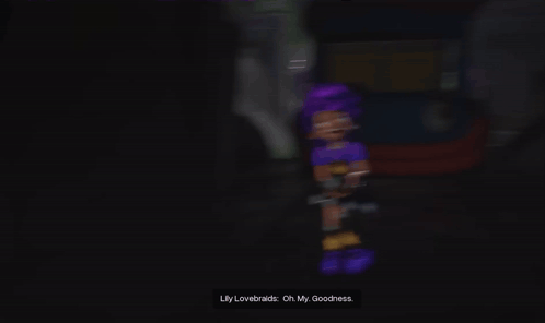 a cartoon character with purple hair says lily lovebraids