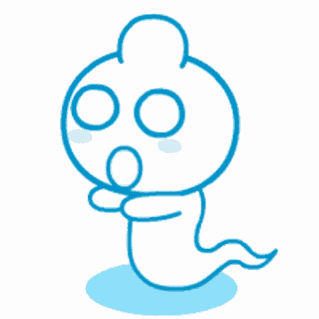 a cartoon drawing of a ghost with a surprised look on his face