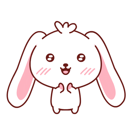 A blushing white bunny holds its paws together in a shy pose.
