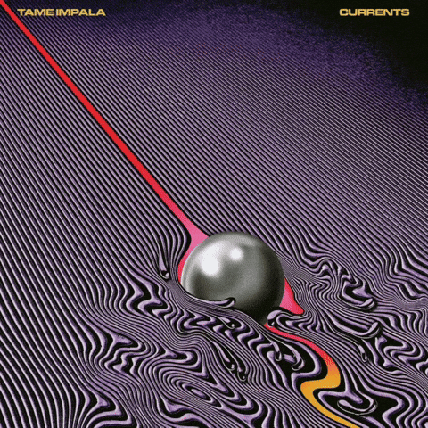 tame impala 's currents album cover features a purple and red striped pattern