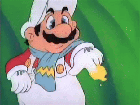 a cartoon drawing of mario wearing a scarf and hat