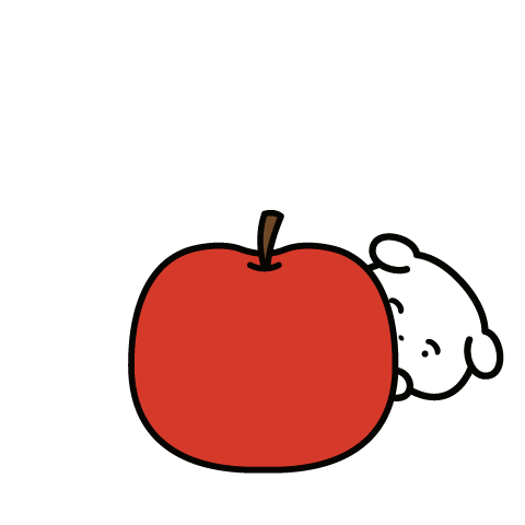 a cartoon dog is crying while sitting on top of an apple .