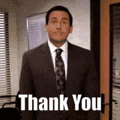 Michael Scott from The Office bows with the caption “Thank You.”